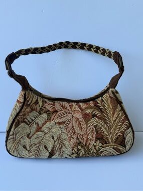 Sun N Sand Brown Corduroy Velvet Embroidered Tapestry Handbag Bohemian Purse EUC